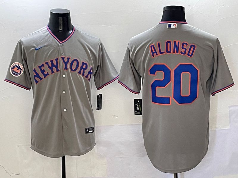 Men New York Mets #20 Alonso Grey Second generation 2025 Nike MLB Jersey style 2->new york mets->MLB Jersey